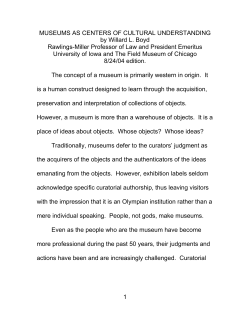 MUSEUMS AS CENTERS OF CULTURAL UNDERSTANDING by