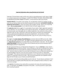 Important information about using Eliminator for Pest