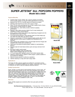 Star Super Jetstar 8 Oz. Popcorn Popper 86S 86SS Spec Sheet