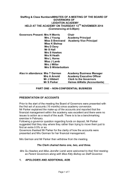 Full Governors Autumn 2014