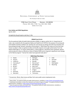 osha plan states - National Conference of State Legislatures