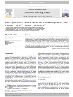 Bovine trypanosomiasis risk in an endemic area on the eastern