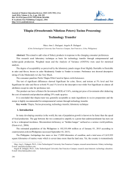 Tilapia (Oreochromis Niloticus Peters) Tocino Processing