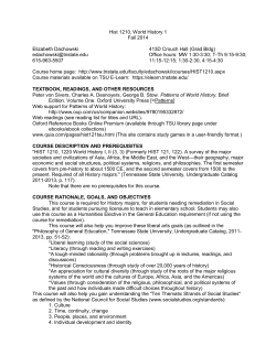 Hist 1210, World History 1 - Tennessee State University