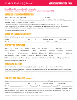 Member Application Form - Alzheimer Society of Canada