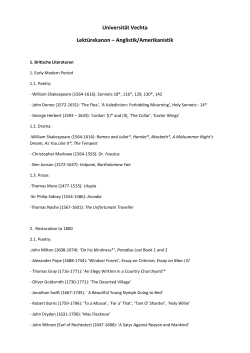 Universit&auml;t Vechta Lekt&uuml;rekanon &ndash; Anglistik/Amerikanistik