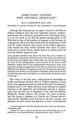 JAMES ELROY FLECKER: POET, DIPLOMAT, ORIENTALIST ` By