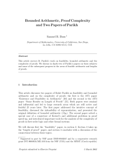 Bounded Arithmetic, Proof Complexity and Two Papers of Parikh