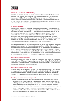 Detailed Guidance on Coaching