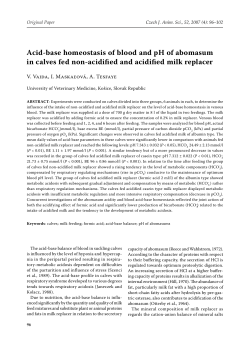 Acid-base homeostasis of blood and ph of abomasum in calves fed
