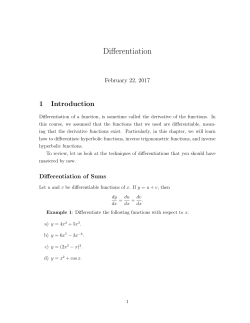 Handout 2 &ndash; Differentiation