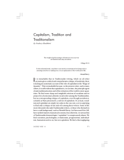 Capitalism, Tradition and Traditionalism
