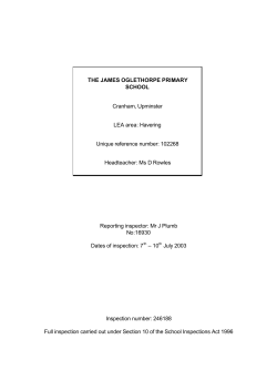 THE JAMES OGLETHORPE PRIMARY SCHOOL Cranham