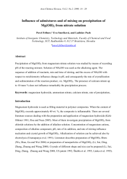 Influence of admixtures and of mixing on precipitation of Mg(OH)2