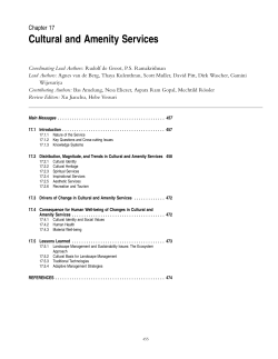 Cultural and Amenity Services - Millennium Ecosystem Assessment