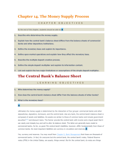 Chapter 14. The Money Supply Process The Central Bank`s Balance