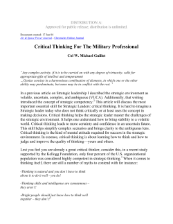 Critical Thinking For The Military Professional