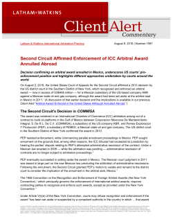Second Circuit Affirmed Enforcement of ICC Arbitral Award Annulled