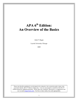 Dr. John Dugan &ndash; APA 6th Edition Changes