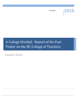 A College Divided: Report of the Fact Finder on the BC College of