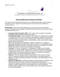 Notice of HIPAA Privacy Policies and Practices This notice includes