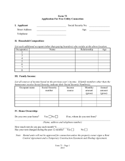Form 75 Application For Free Utility Connection I. Applicant Social