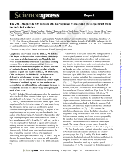 The 2011 Magnitude 9.0 Tohoku-Oki Earthquake