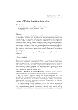 Issues of Polish Question Answering