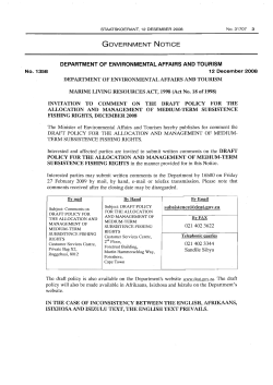 Marine Living Resources Act - Department of Environmental Affairs