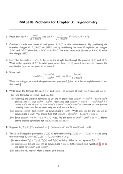 MAS110 Problems for Chapter 3: Trigonometry
