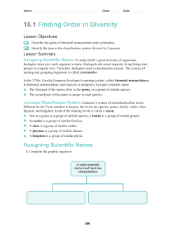 18.1 Finding Order in Diversity