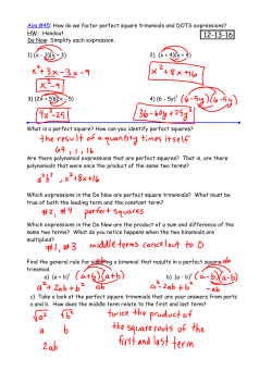 Aim #45: How do we factor perfect square trinomials and DOTS