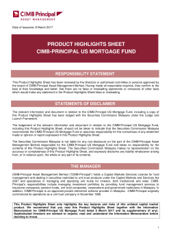 product highlights sheet cimb