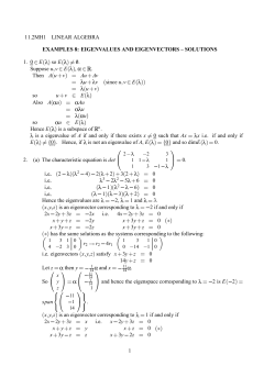 11.2MH1 LINEAR ALGEBRA EXAMPLES 8: EIGENVALUES AND