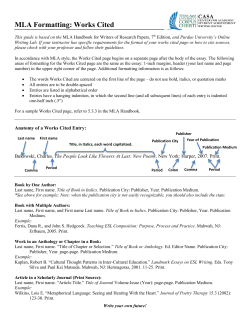 MLA Formatting: Works Cited