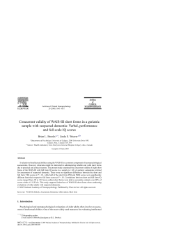 Concurrent validity of WAIS-III short forms in a geriatric sample with