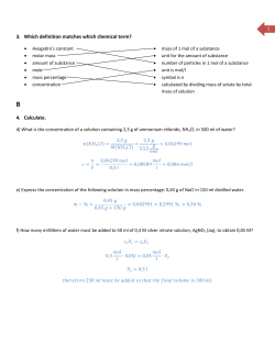 3. Which definition matches which chemical term? 4. Calculate.