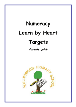 Numeracy Learn by Heart Targets