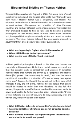 Biographical Briefing on Thomas Hobbes