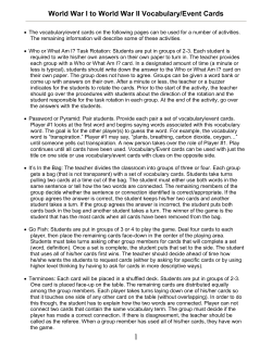 World War I to World War II Vocabulary/Event Cards