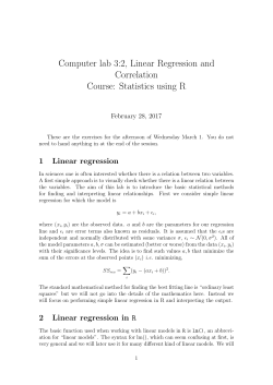 Computer lab 3:2, Linear Regression and Correlation Course