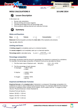 MOLE CALCULATIONS II 10 JUNE 2014 Lesson
