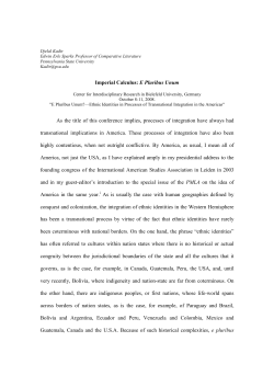 Imperial Calculus: E Pluribus Unum As the title of this conference