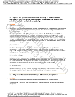 1. Discuss the general characteristics of Group 15 elements with