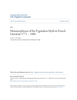 Metamorphoses of the Pygmalion Myth in French Literature 1771