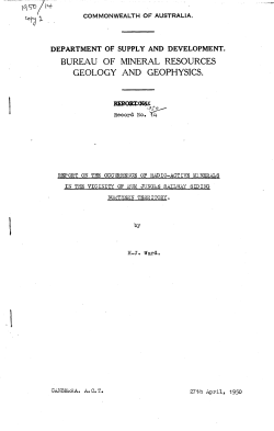 Report on the Occurrence of Radio-Active Minerals in the Vicinity of