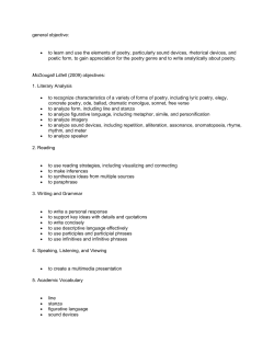 Poetry Unit Standards and Objectives