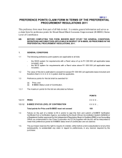 preference points claim form in terms of the preferential procurement