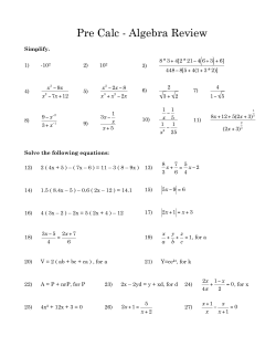Pre Calc - Algebra Review
