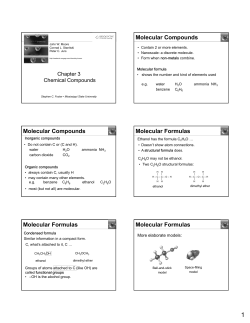 Molecular Compounds Molecular Compounds Molecular Formulas